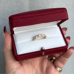 14k Solid Gold 5 Stone Lab Diamond Wedding Band Size 6.5